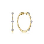 14K YELLOW GOLD 20MM DIAMOND HOOP EARRINGS