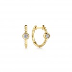 14K YELLOW GOLD BUJUKAN HUGGIE DIAMOND EARRINGS