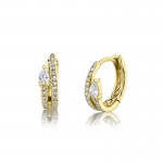 14K YELLOW GOLD DIAMOND HUGGIE EARRINGS