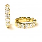 14K YELLOW GOLD DIAMOND HUGGIE EARRINGS