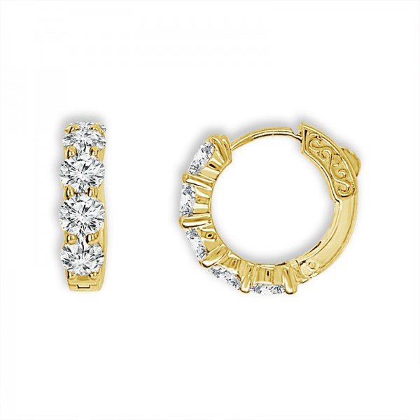 14K YELLOW GOLD IDEAL DIAMOND HOOP EARRING .50CTW