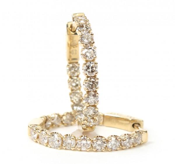 14K YELLOW GOLD DIAMOND OVAL INSIDE OUT EARRINGS