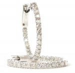 14K WHITE GOLD DIAMOND OVAL HOOP EARRINGS