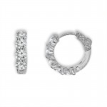 14K WHITE GOLD DIAMOND HUGGIE HOOP EARRINGS .50CTW