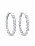 18K WHITE GOLD DIAMOND OVAL IN OUT HOOP EARRINGS
