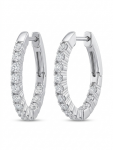 14K WHITE GOLD DIAMOND IN OUT HOOP EARRINGS