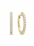 14K YELLOW GOLD DIAMOND HUGGIE EARRINGS