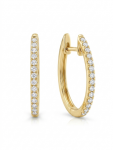 14K YELLOW GOLD DIAMOND OVAL HOOP EARRINGS