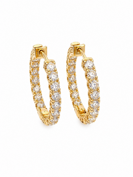 14K YELLOW GOLD DIAMOND HOOP EARRINGS 2.67ctw