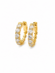 14K YELLOW GOLD DIAMOND HUGGIE EARRINGS 1.00ctw