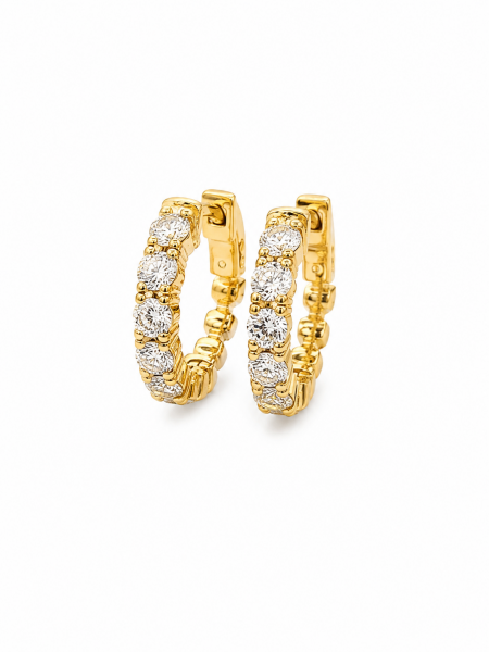 14K YELLOW GOLD DIAMOND HUGGIE EARRINGS 1.00ctw