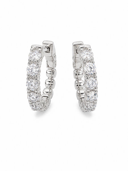 14K WHITE GOLD DIAMOND HUGGIE EARRINGS 2.05ctw
