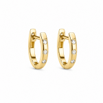 14K YELLOW GOLD FLUSH SET DIAMOND HOOP EARRINGS