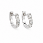 14K WHITE GOLD DIAMOND HOOP EARRINGS
