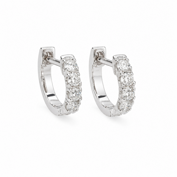 14K WHITE GOLD DIAMOND HOOP EARRINGS