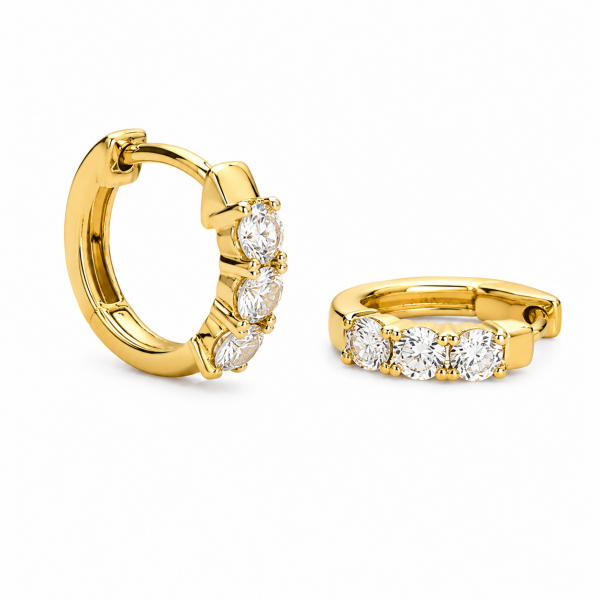 14K YELLOW GOLD DIAMOND HOOP EARRINGS