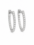 14K WHITE GOLD DIAMOND OVAL HOOP EARRINGS