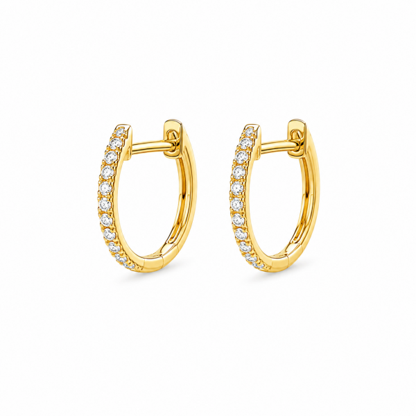 14K YELLOW GOLD DIAMOND HOOP EARRINGS