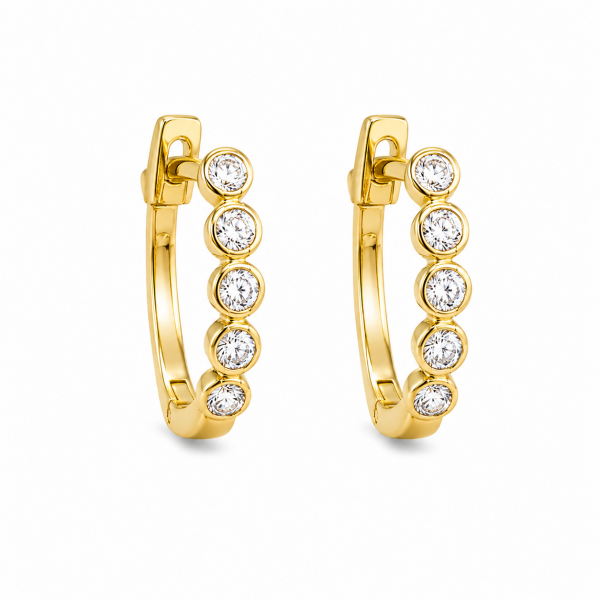 14K YELLOW GOLD DIAMOND HOOP EARRINGS