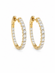 14K YELLOW GOLD DIAMOND HUGGIE HOOP EARRINGS