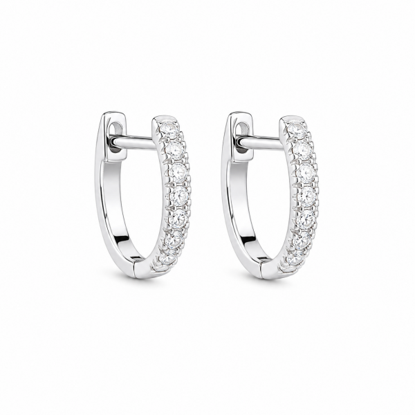 14K WHITE GOLD DIAMOND HOOP EARRINGS