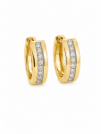 14K YELLOW AND WHITE GOLD DIAMOND LOOP EARRINGS