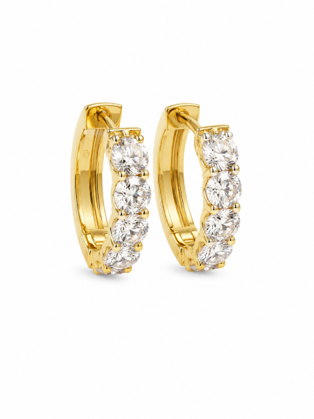 14K YELLOW GOLD DIAMOND HOOP EARRINGS