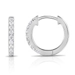 14K WHITE GOLD DIAMOND HOOP EARRINGS