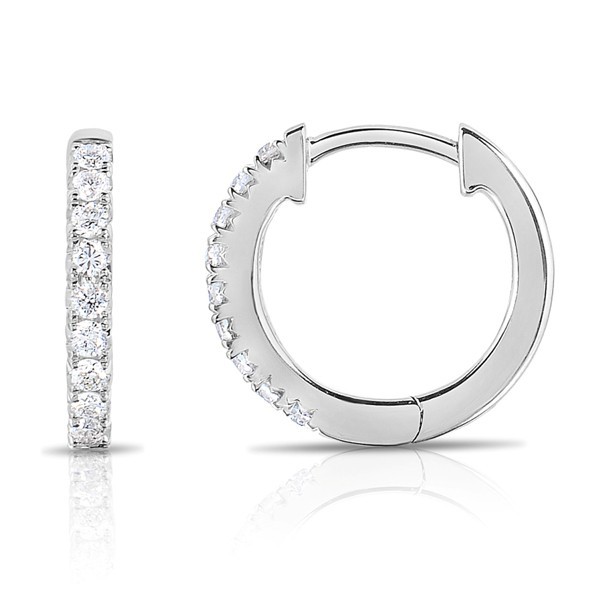 14K WHITE GOLD DIAMOND HOOP EARRINGS