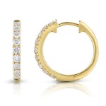 14K YELLOW GOLD DIAMOND HOOP EARRINGS