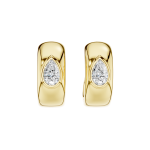 LAB GROWN 14K YELLOW GOLD PEAR HUGGIE EARRINGS