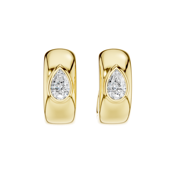 LAB GROWN 14K YELLOW GOLD PEAR HUGGIE EARRINGS