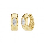 LAB GROWN 14K YELLOW GOLD MARQUISE HUGGIE EARRINGS