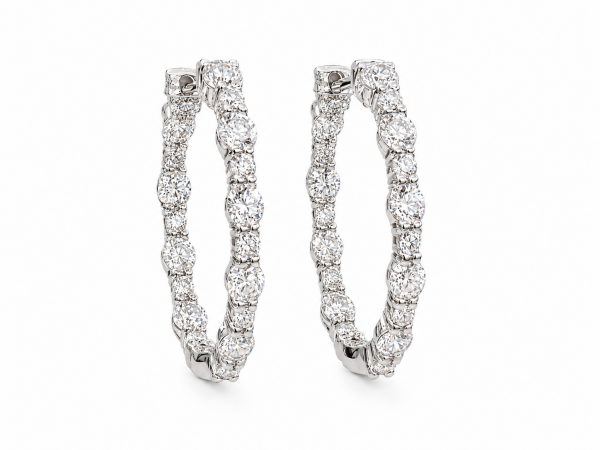 14K WHITE GOLD LAB GROWN DIAMOND OVAL IN OUT LOOP EARRINGS
