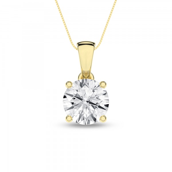 14K YELLOW GOLD LAB GROWN ROUND DIAMOND SOLITAIRE PENDANT