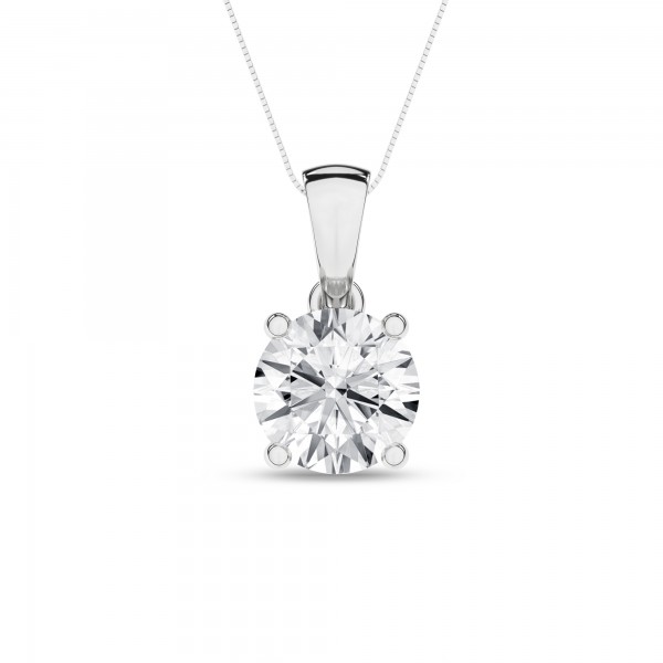 14K WHITE GOLD LAB GROWN ROUND SOLITAIRE PENDANT