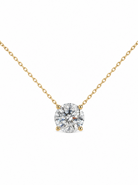 14K YELLOW GOLD LAB GROWN ROUND SOLITAIRE PENDANT