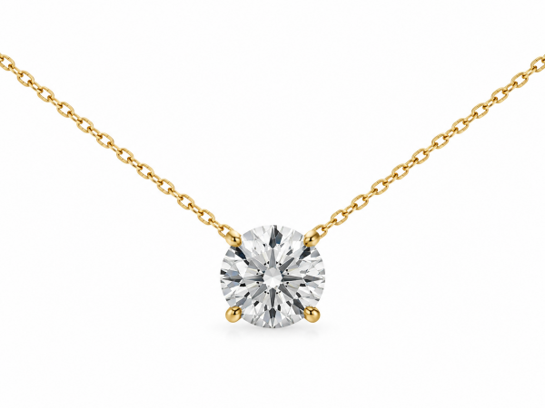 14K YELLOW GOLD LAB GROWN ROUND SOLITAIRE PENDANT
