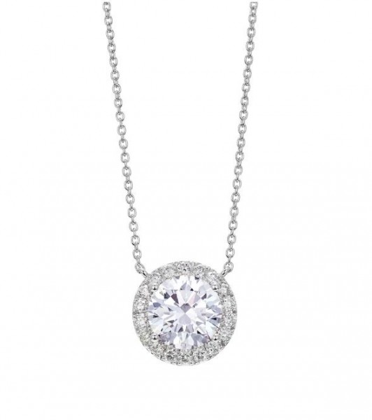 Lightbox 14K White Gold Lab Grown Diamond Halo Pendant