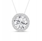 LAB GROWN 14K WHITE GOLD 1.68CTW HALO PENDANT