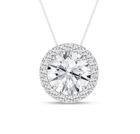 LAB GROWN 14K WHITE GOLD 1.68CTW HALO PENDANT