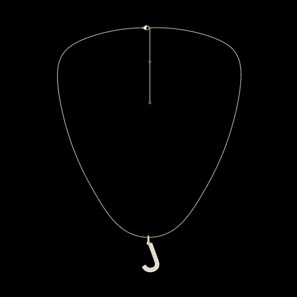 LAB GROWN 14K YELLOW GOLD INITIAL J NECKLACE .40ctw