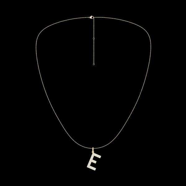 LAB GROWN 14K YELLOW GOLD INITIAL E NECKLACE .50CTW