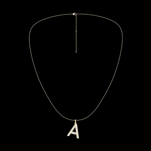 LAB GROWN 14K YELLOW GOLD INITIAL A NECKLACE .60CTW