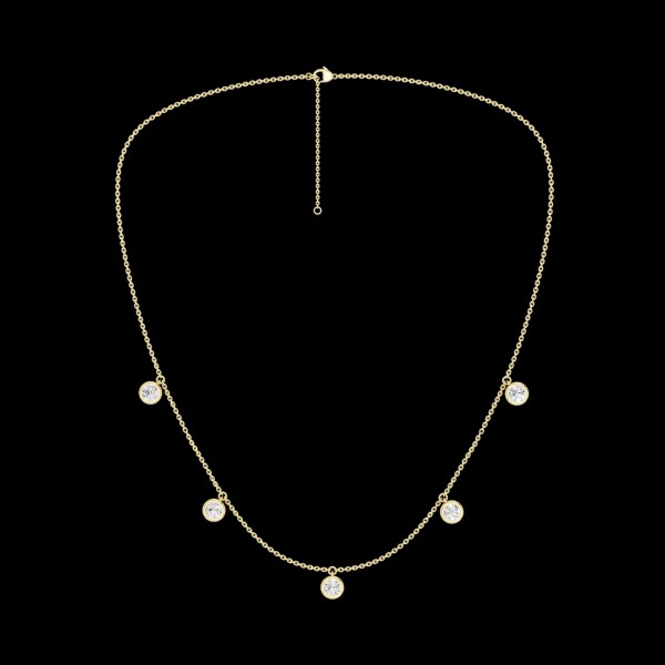 LAB GROWN 14K YELLOW GOLD 5 STONE DROP STATION NECKLACE