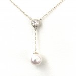 14K YELLOW GOLD AKOYA PEARL & LAB GROWN DIAMOND NECKLACE
