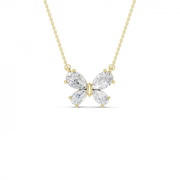 14K YELLOW GOLD LAB GROWN DIAMOND BUTTERFLY PENDANT