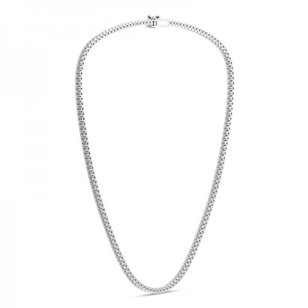 14K WHITE GOLD LAB GROWN DIAMOND STRAIGHT LINE TENNIS NECKLACE