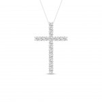 14K WHITE GOLD LAB GROWN DIAMOND CROSS PENDANT .50CTW