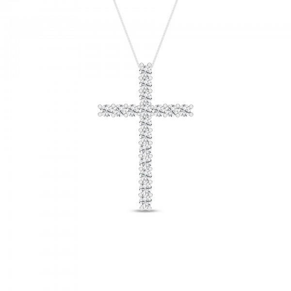 14K WHITE GOLD LAB GROWN DIAMOND CROSS PENDANT .50CTW